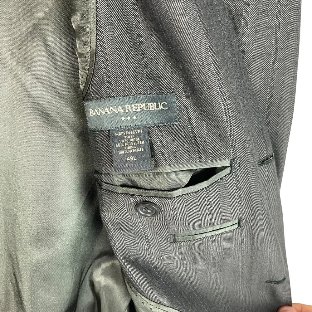 NEW Banana Republic Wool/Polyester Blend Blazer Jacket Mens 46L Gray‎ 3 Button